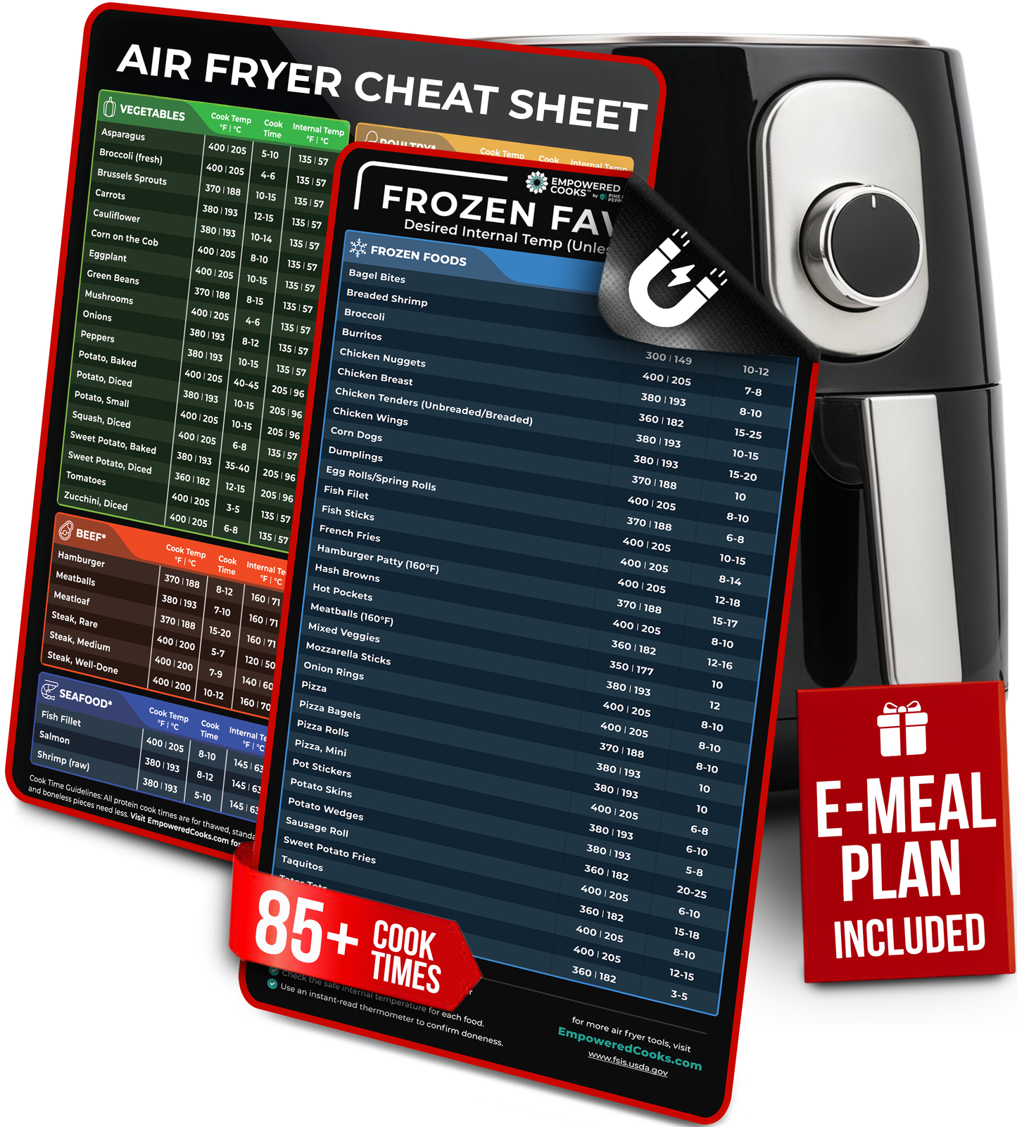 Magnetic Air Fryer Cheat Sheet Set